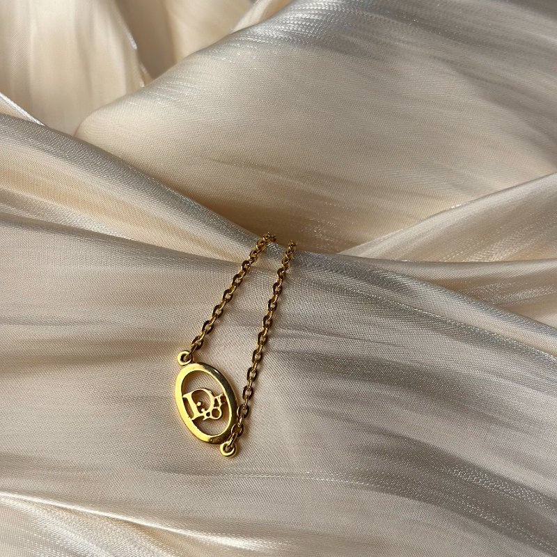 Dior vintage 中古古董橢圓 logo 細手鍊-5