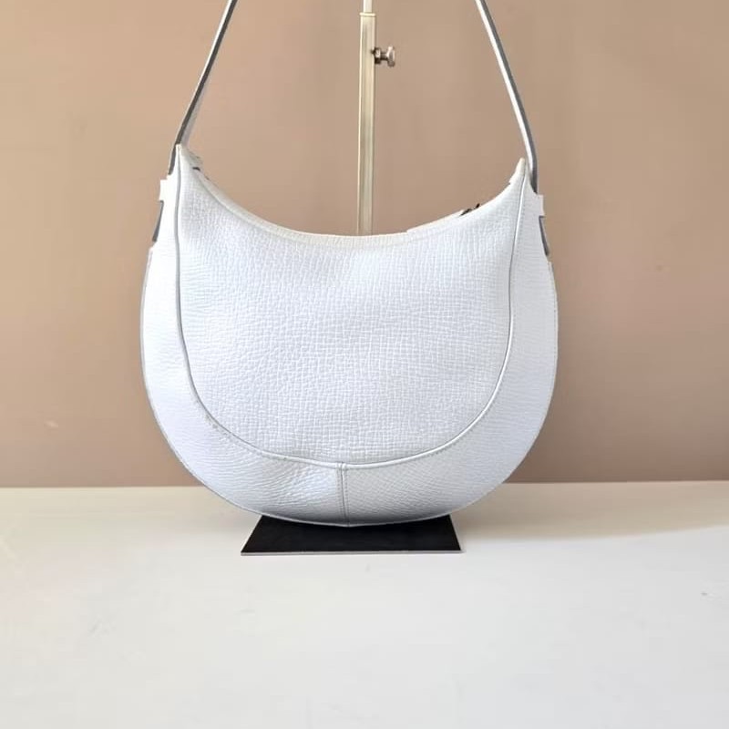 【LA LUNE】稀有中古包 Loewe淺藍半月復古包 皮革腋下包 側背包 單肩包 古董-2