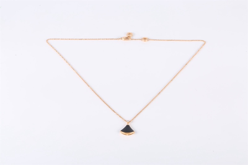 BVLGARI(寶格麗) DIVAS DREAM 縞瑪瑙單鑽 18K金小扇子 18K玫瑰金/鑽石/縞瑪瑙 項鏈 玫瑰金-5