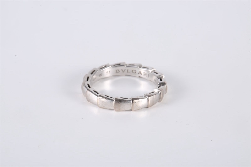 BVLGARI(寶格麗) 18K白金 白金 Serpenti 蛇形 單圈 戒指 18K-4