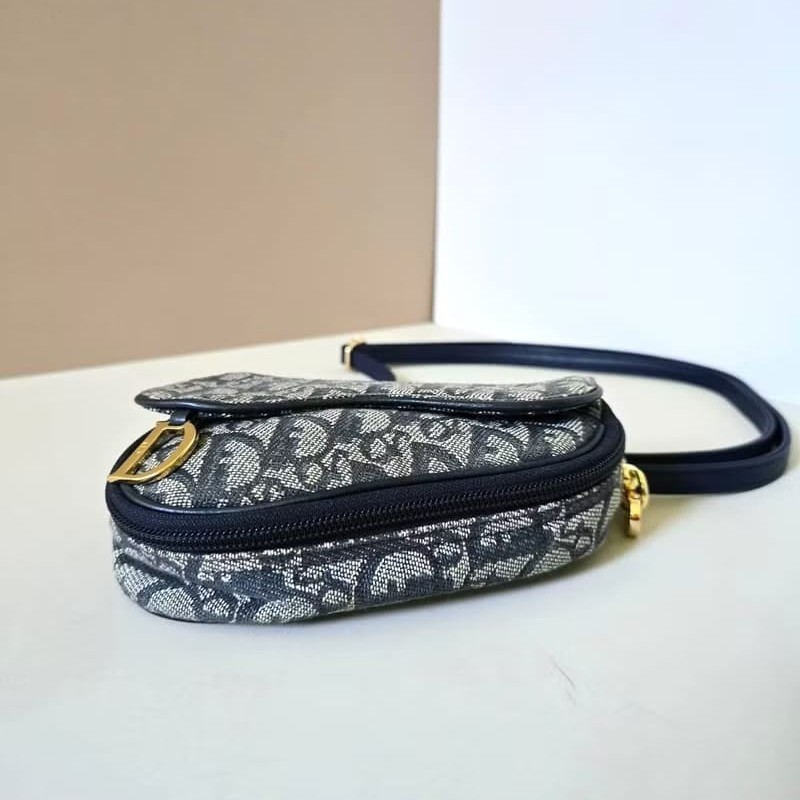 【LA LUNE】稀有中古包 Dior深藍老花馬鞍包 單肩包 側背包 斜背包 古董二手-2