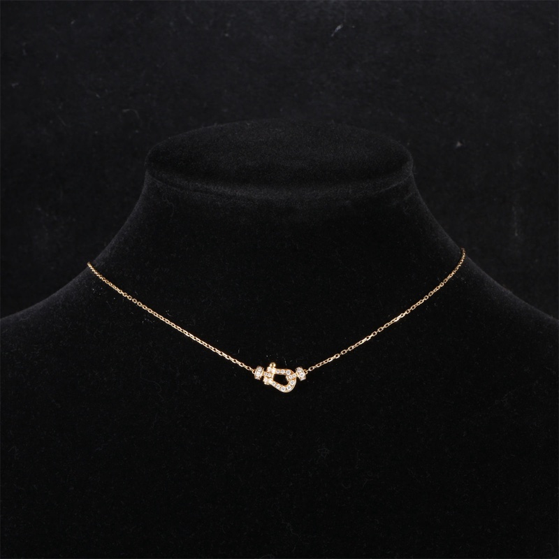 Fred（斐登）Force 10 馬蹄扣 項鏈 迷你 滿鑽 18K黃金/鑽石 項鏈 黃金 18K-0