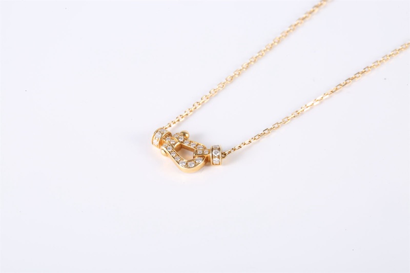 Fred（斐登）Force 10 馬蹄扣 項鏈 迷你 滿鑽 18K黃金/鑽石 項鏈 黃金 18K-1