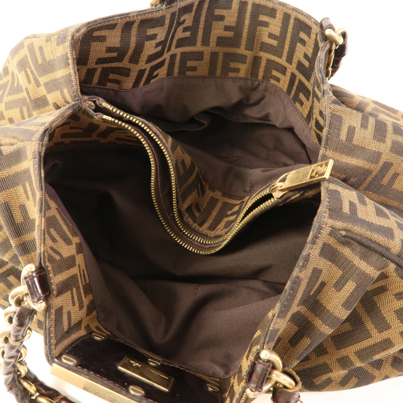 FENDI 帆布Shoulder Bag金扣肩背袋-4