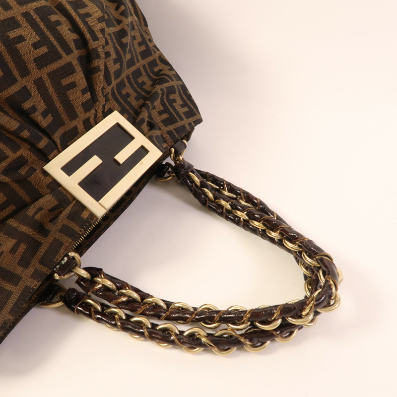 FENDI 帆布Shoulder Bag金扣肩背袋-5