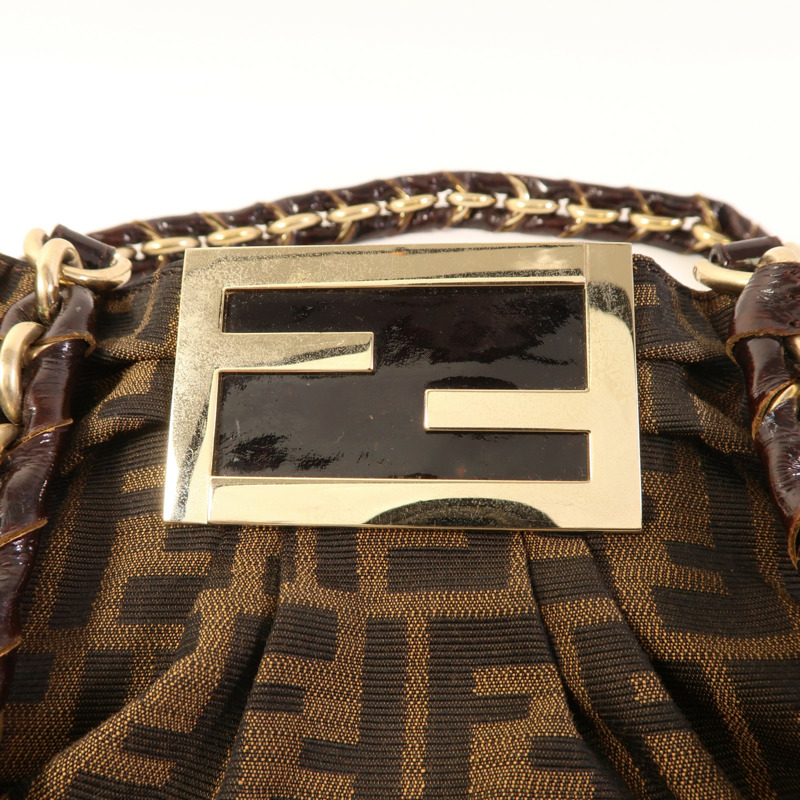 FENDI 帆布Shoulder Bag金扣肩背袋-8