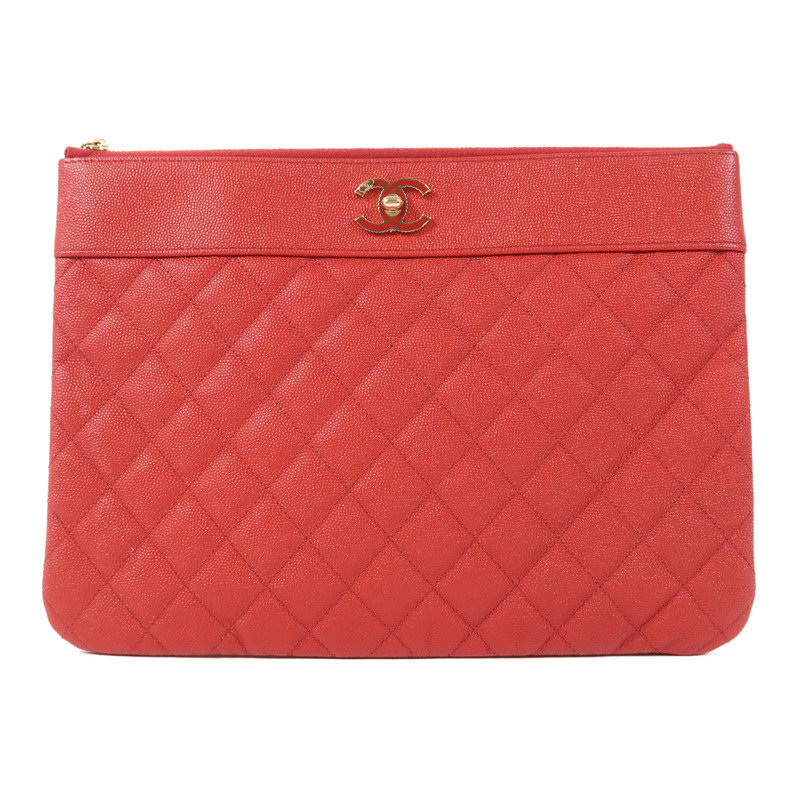 CHANEL 牛皮皮革Clutch金扣手拿包-0