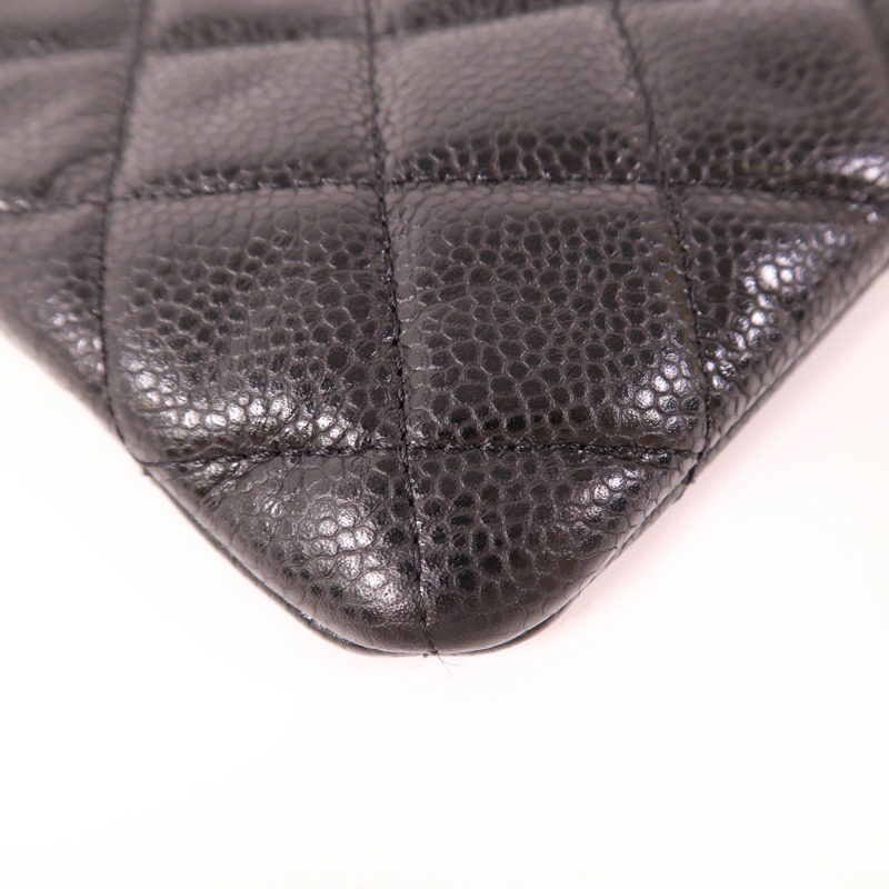 CHANEL 牛皮皮革Classic Zipped Pouch銀扣手拿包-10