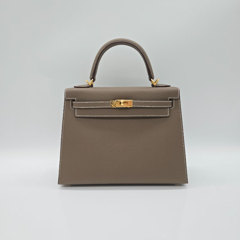 (全新♥️配件全都有) 愛馬仕 HERMES KELLY25 凱莉包25 KL25 W刻 大象灰KELLY25 EPSOM (防塵袋/原廠盒子/鎖組/購買證明)-3