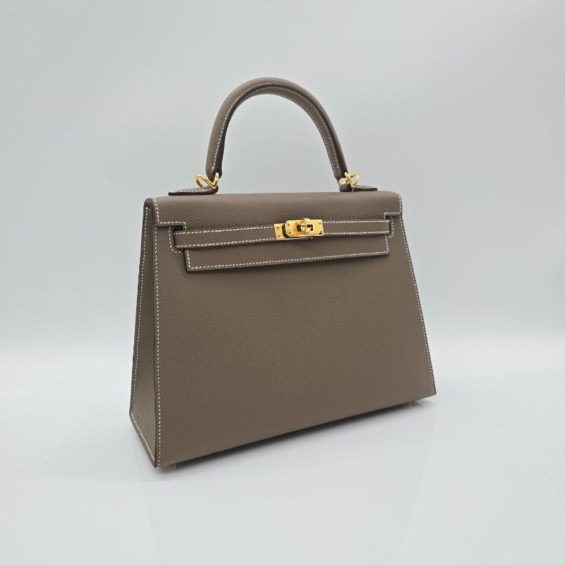 (全新♥️配件全都有) 愛馬仕 HERMES KELLY25 凱莉包25 KL25 W刻 大象灰KELLY25 EPSOM (防塵袋/原廠盒子/鎖組/購買證明)-5