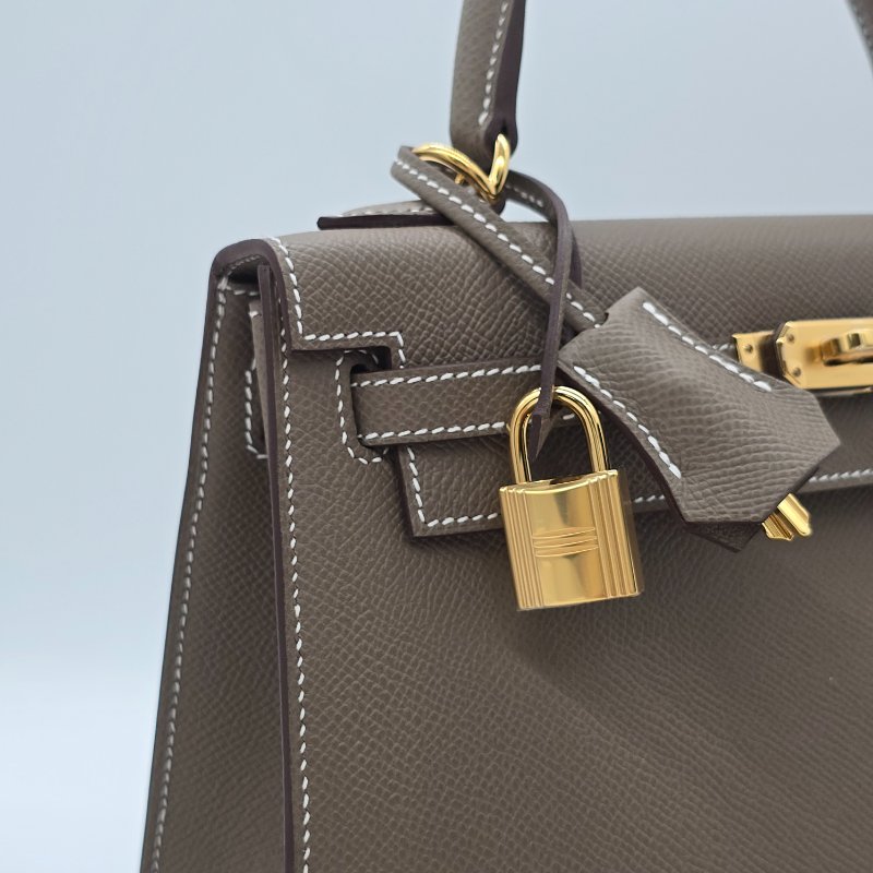 (全新♥️配件全都有) 愛馬仕 HERMES KELLY25 凱莉包25 KL25 W刻 大象灰KELLY25 EPSOM (防塵袋/原廠盒子/鎖組/購買證明)-9