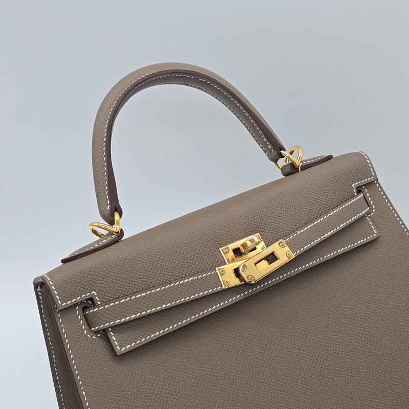 (全新♥️配件全都有) 愛馬仕 HERMES KELLY25 凱莉包25 KL25 W刻 大象灰KELLY25 EPSOM (防塵袋/原廠盒子/鎖組/購買證明)-10
