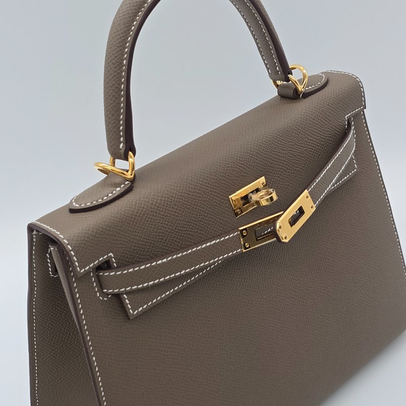 (全新♥️配件全都有) 愛馬仕 HERMES KELLY25 凱莉包25 KL25 W刻 大象灰KELLY25 EPSOM (防塵袋/原廠盒子/鎖組/購買證明)-11