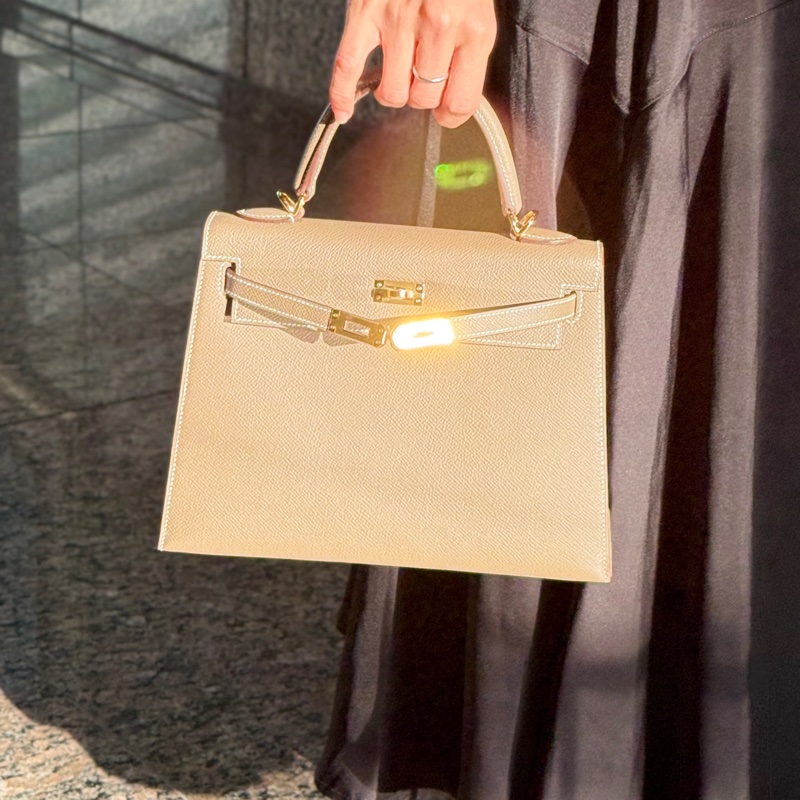 (全新♥️配件全都有) 愛馬仕 HERMES KELLY25 凱莉包25 KL25 W刻 大象灰KELLY25 EPSOM (防塵袋/原廠盒子/鎖組/購買證明)-1