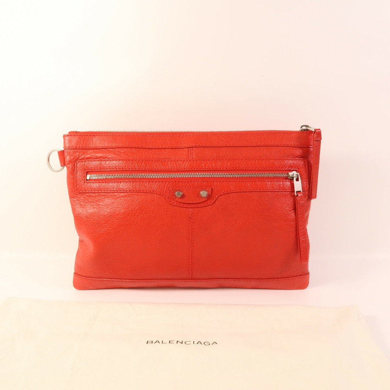 BALENCIAGA 牛皮皮革Pouch金扣手拿包-8