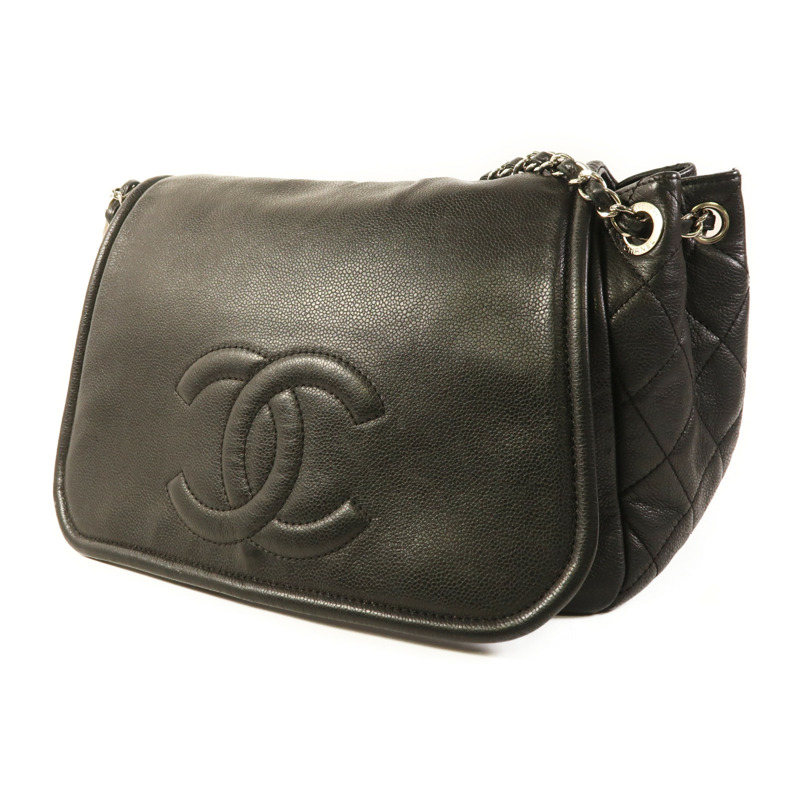 CHANEL 牛皮皮革Chain Shoulder銀扣鏈帶肩背袋-2