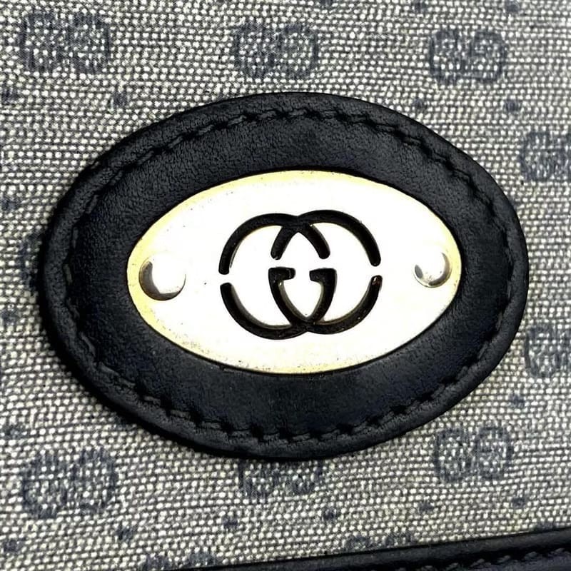 【LA LUNE】稀有中古包 Gucci藍黑色老花小包 側背包 斜背包 單肩包 古董-3