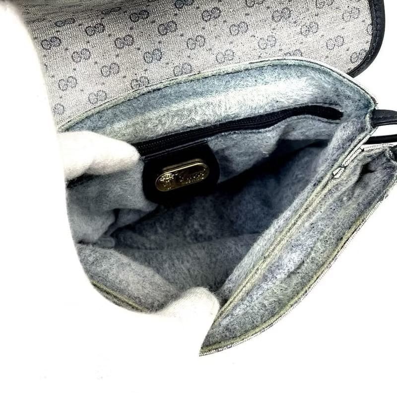 【LA LUNE】稀有中古包 Gucci藍黑色老花小包 側背包 斜背包 單肩包 古董-7