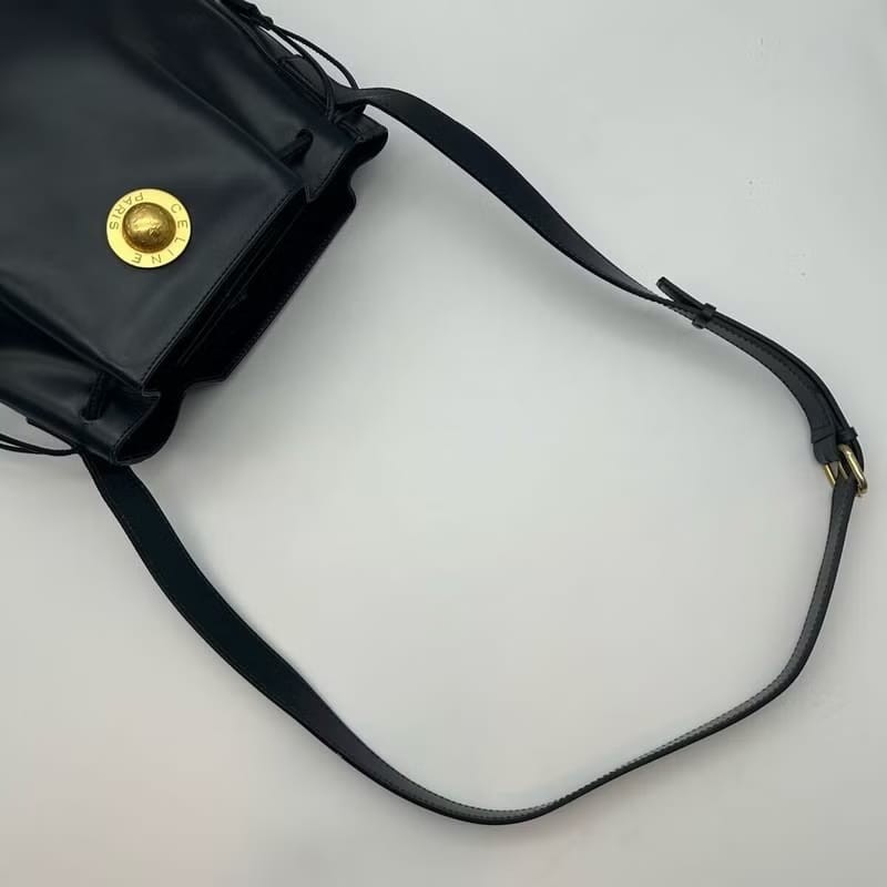 【LA LUNE】絕版中古包 Celine黑金星球水桶包 單肩包 側背包 斜背包 古董包-8