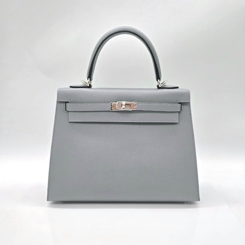 (2025 新色 木偶灰) HERMES 愛馬仕KELLY25 凱莉包25 KL25 刻 木偶灰 KELLY25 VEAU MADAME 防塵袋/原廠盒子/鎖組/購買證明-3