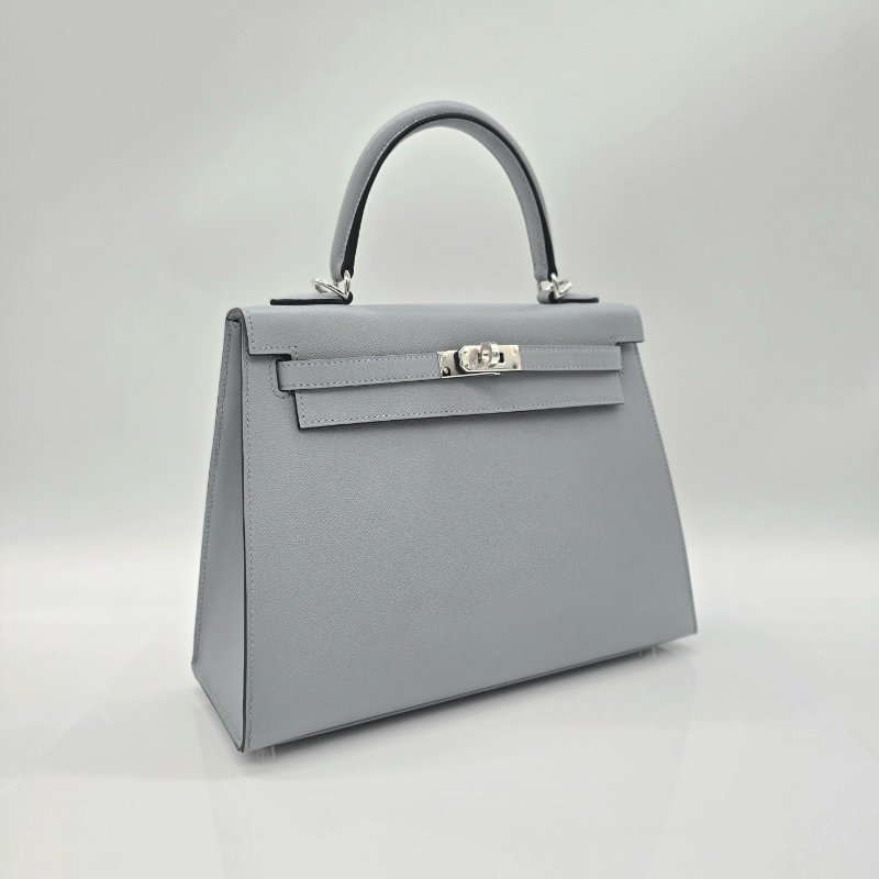 (2025 新色 木偶灰) HERMES 愛馬仕KELLY25 凱莉包25 KL25 刻 木偶灰 KELLY25 VEAU MADAME 防塵袋/原廠盒子/鎖組/購買證明-5