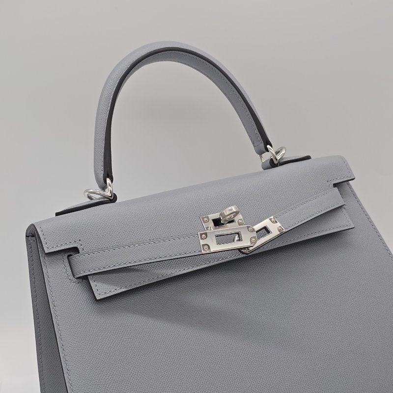 (2025 新色 木偶灰) HERMES 愛馬仕KELLY25 凱莉包25 KL25 刻 木偶灰 KELLY25 VEAU MADAME 防塵袋/原廠盒子/鎖組/購買證明-9