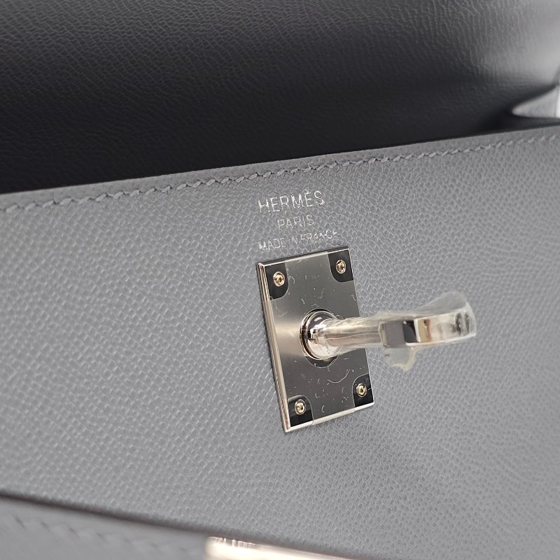 (2025 新色 木偶灰) HERMES 愛馬仕KELLY25 凱莉包25 KL25 刻 木偶灰 KELLY25 VEAU MADAME 防塵袋/原廠盒子/鎖組/購買證明-10