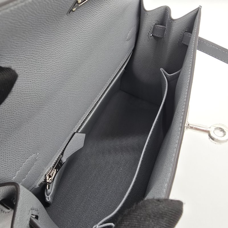 (2025 新色 木偶灰) HERMES 愛馬仕KELLY25 凱莉包25 KL25 刻 木偶灰 KELLY25 VEAU MADAME 防塵袋/原廠盒子/鎖組/購買證明-11