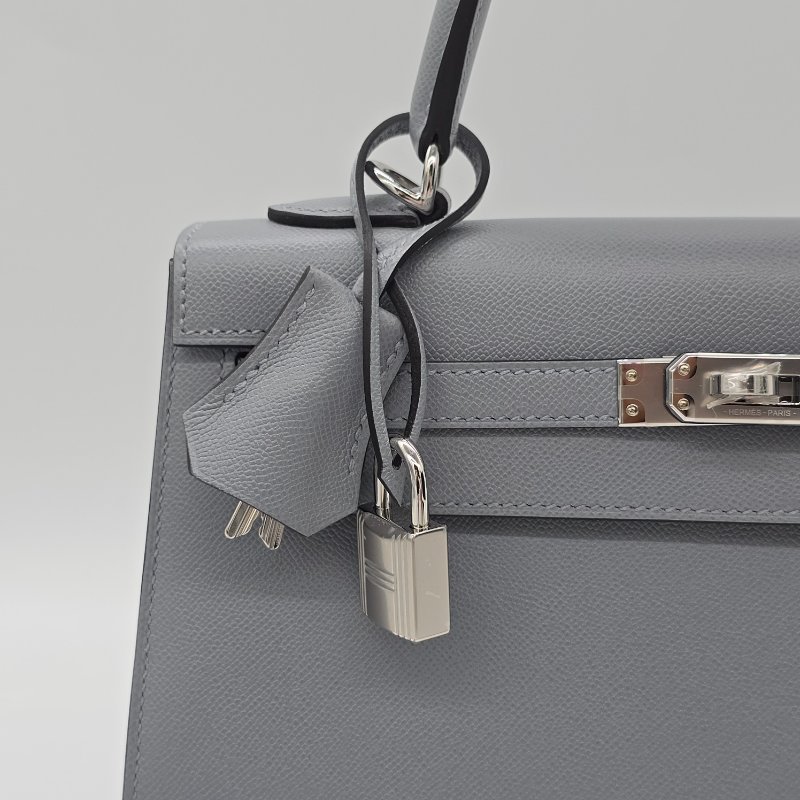 (2025 新色 木偶灰) HERMES 愛馬仕KELLY25 凱莉包25 KL25 刻 木偶灰 KELLY25 VEAU MADAME 防塵袋/原廠盒子/鎖組/購買證明-15