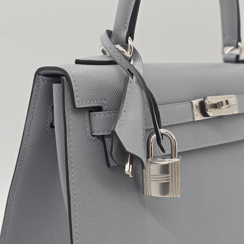 (2025 新色 木偶灰) HERMES 愛馬仕KELLY25 凱莉包25 KL25 刻 木偶灰 KELLY25 VEAU MADAME 防塵袋/原廠盒子/鎖組/購買證明-16