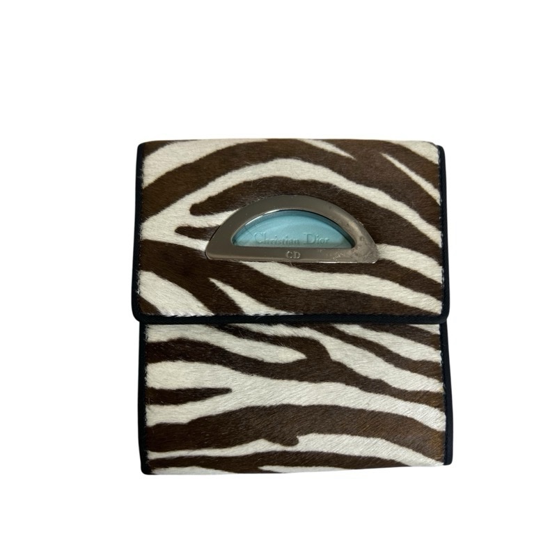 Christian Dior 斑馬紋馬毛短夾-1