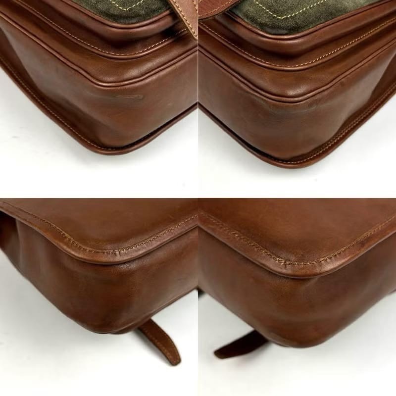 【LA LUNE】絕版古董包 Loewe拼色豆腐包側背包 斜孭包 中古包 皮革包 單肩包-3