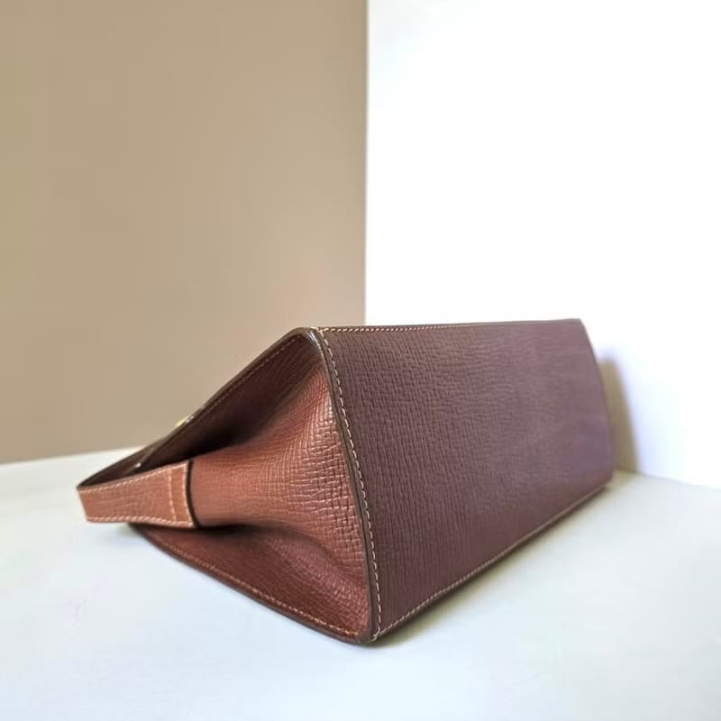 絕版古董包 Loewe咖啡色旋轉扣單肩包 斜背包 側背包 中古包 二手-5