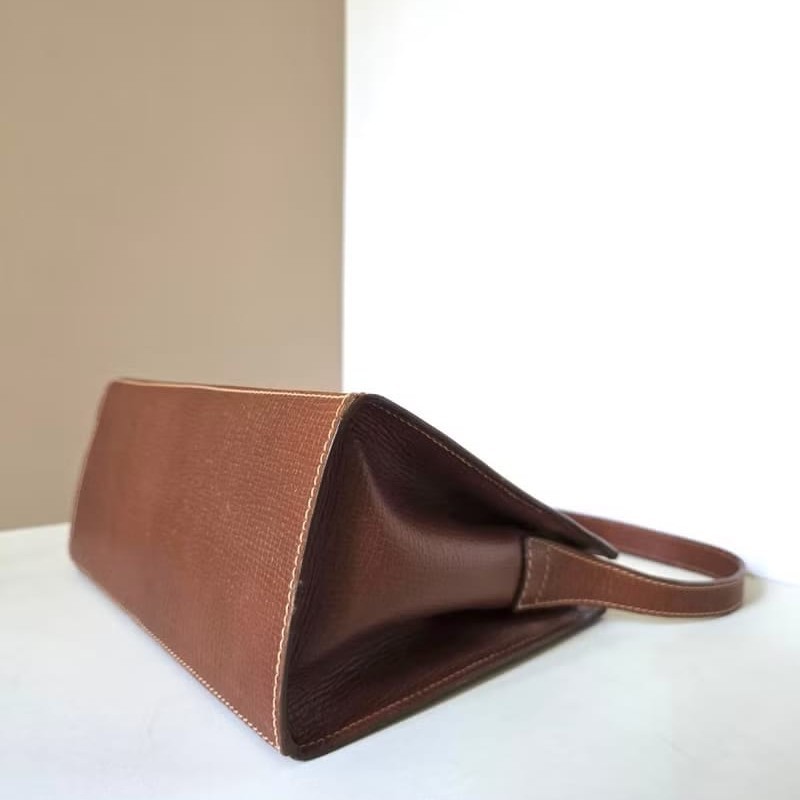 絕版古董包 Loewe咖啡色旋轉扣單肩包 斜背包 側背包 中古包 二手-6