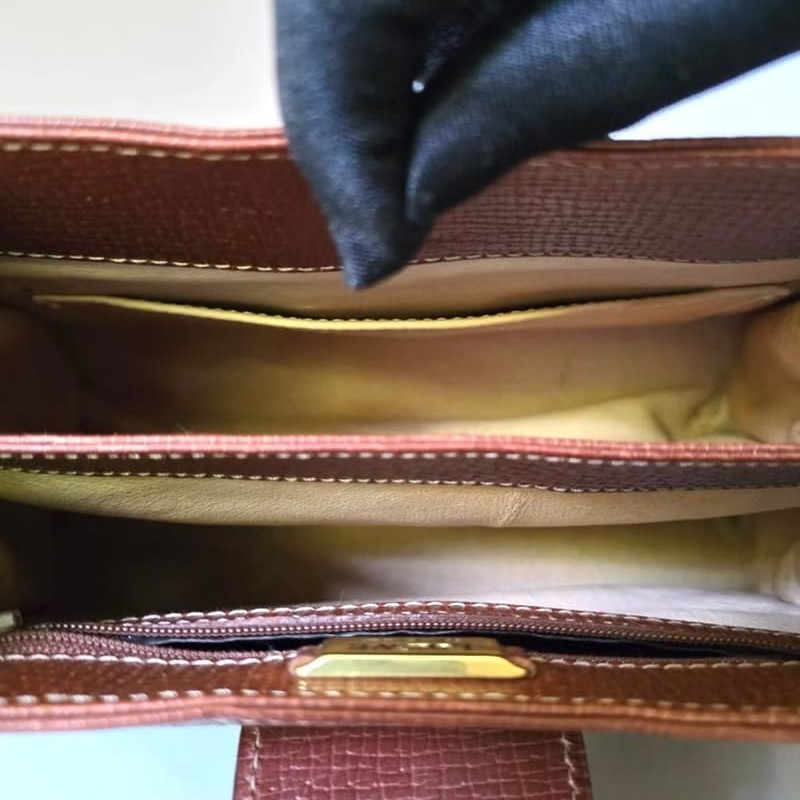 絕版古董包 Loewe咖啡色旋轉扣單肩包 斜背包 側背包 中古包 二手-7