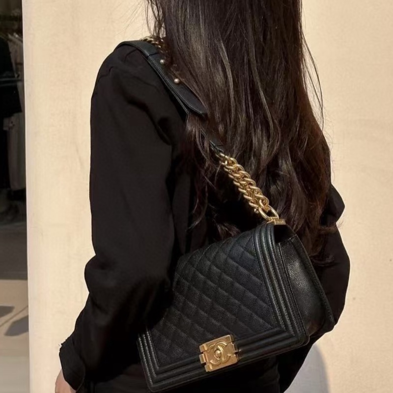 經典保值款/Chanel香奈兒荔枝牛皮Boy25/台灣購入配件齊全‼️-4