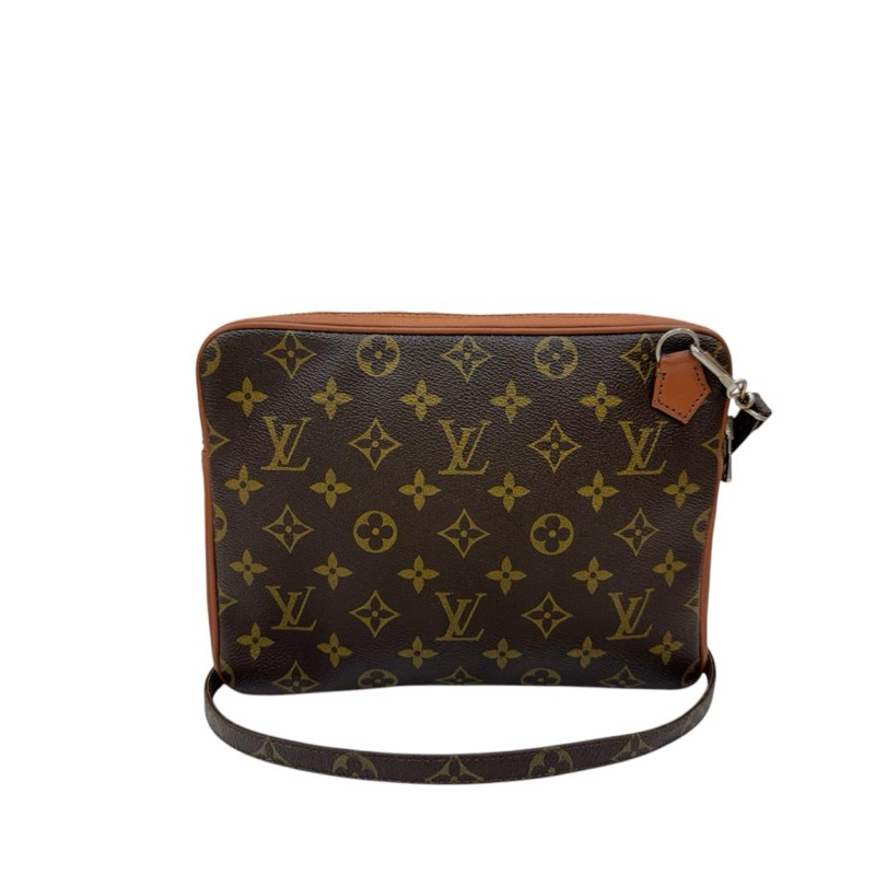 Louis Vuitton 紅皮老花方形斜背包-0