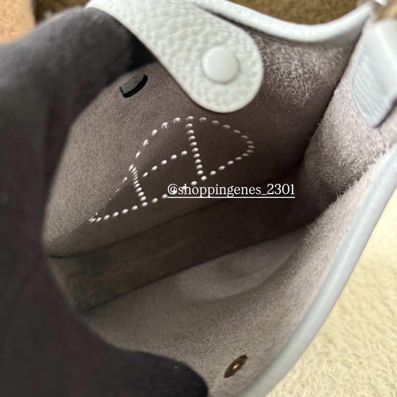 愛馬仕 Hermes 全新品mini evelyne P0木偶灰 淡金釦 2025最新色-6