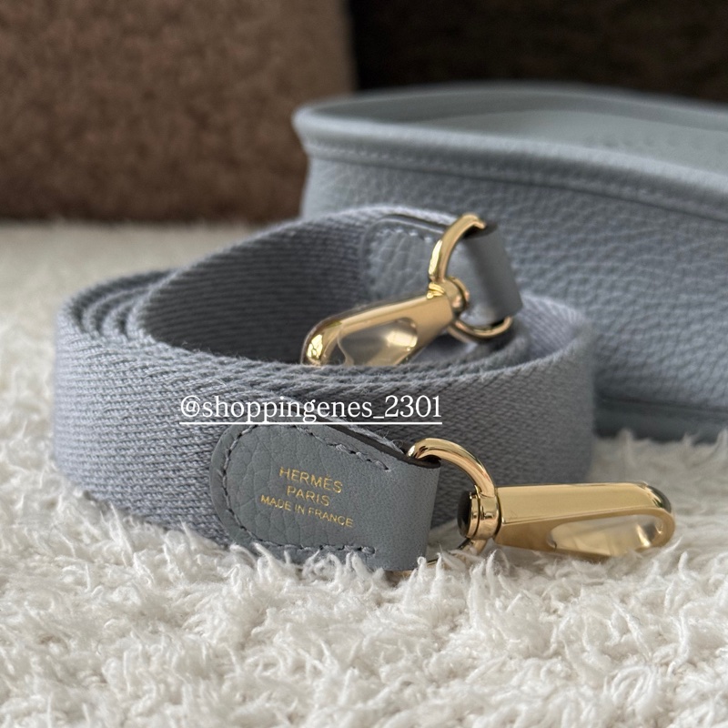 愛馬仕 Hermes 全新品mini evelyne P0木偶灰 淡金釦 2025最新色-8