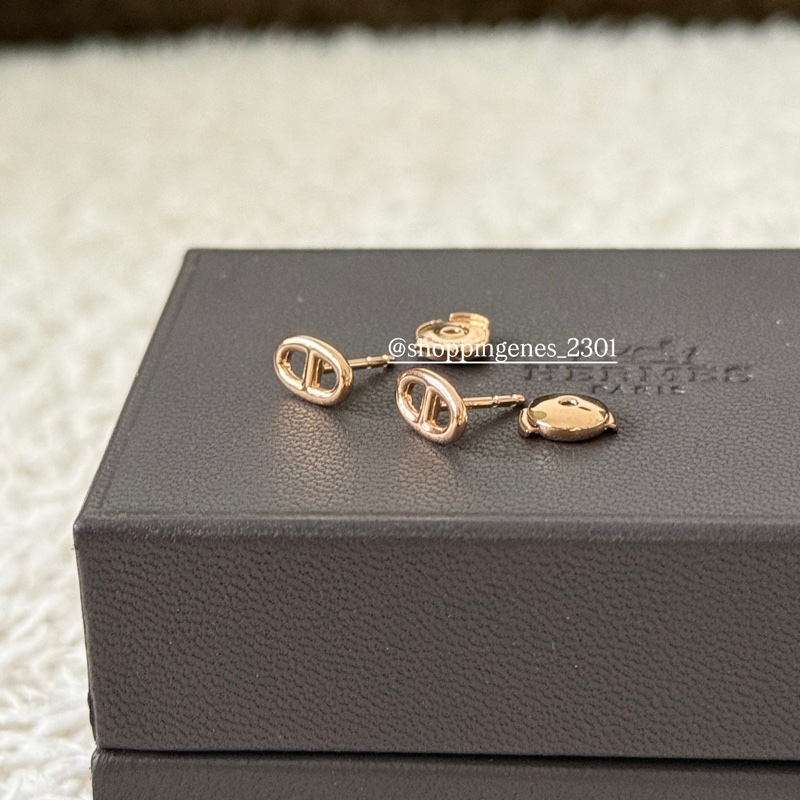 愛馬仕 Hermes 全新品 18K玫瑰金 迷你豬鼻耳環-0