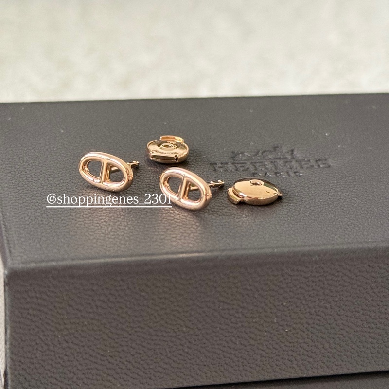 愛馬仕 Hermes 全新品 18K玫瑰金 迷你豬鼻耳環-1