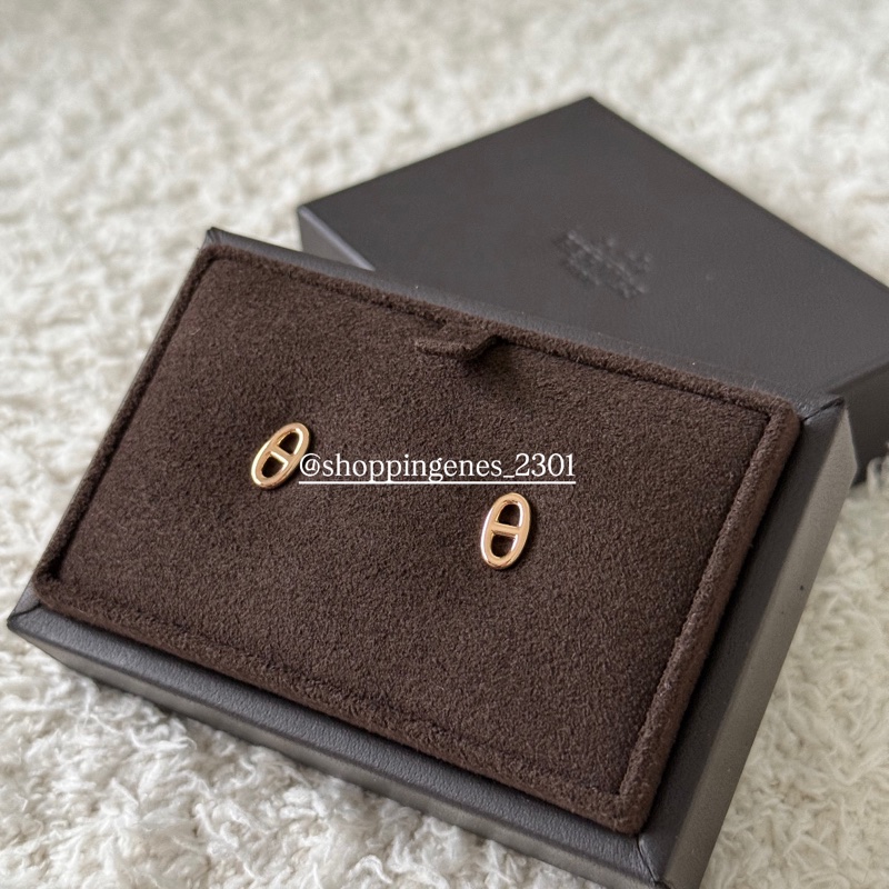 愛馬仕 Hermes 全新品 18K玫瑰金 迷你豬鼻耳環-3