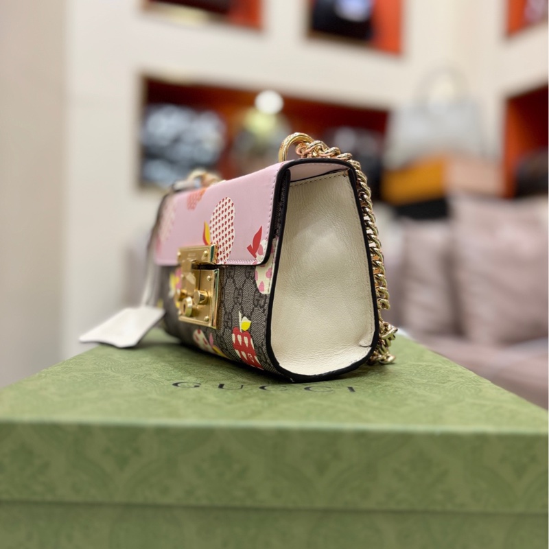 Gucci古馳 padlock月光寶盒 粉色愛心蘋果圖案 小號-3