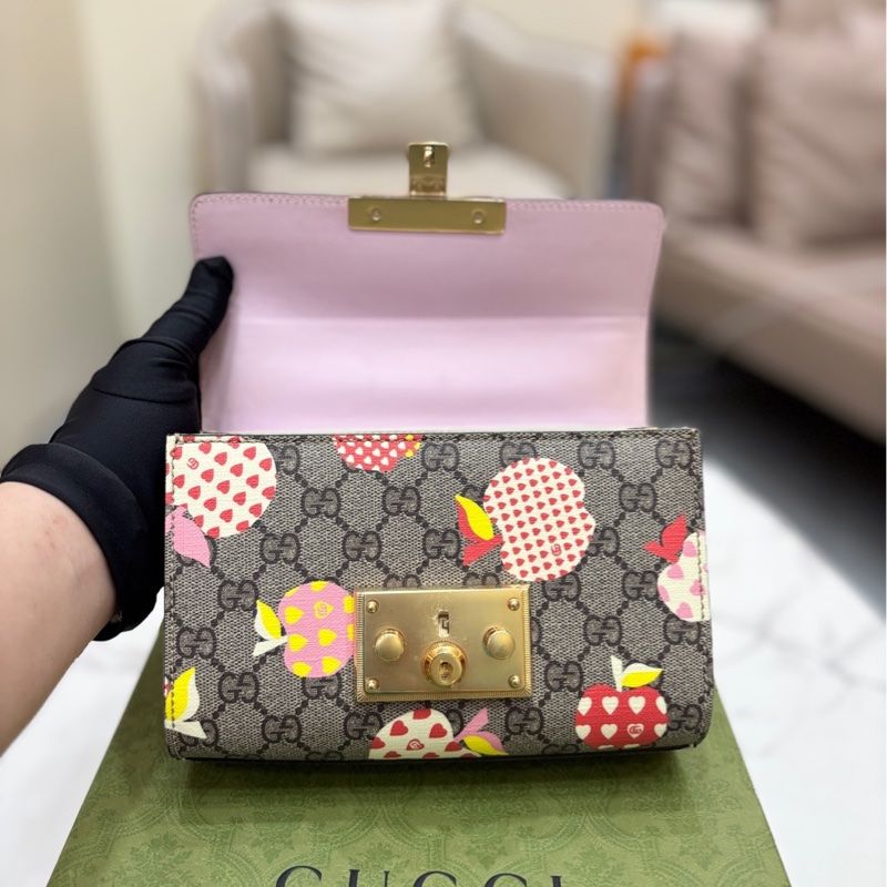 Gucci古馳 padlock月光寶盒 粉色愛心蘋果圖案 小號-5