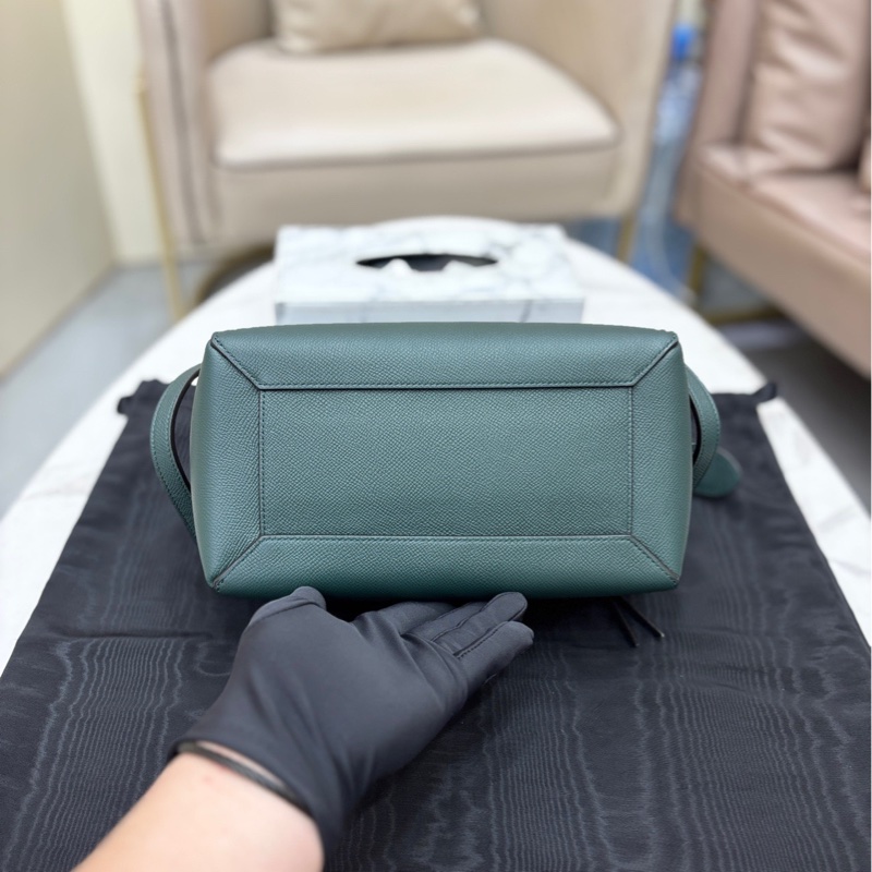 Celine賽琳 鯰魚包micro 墨綠色 手提單肩斜背包-4