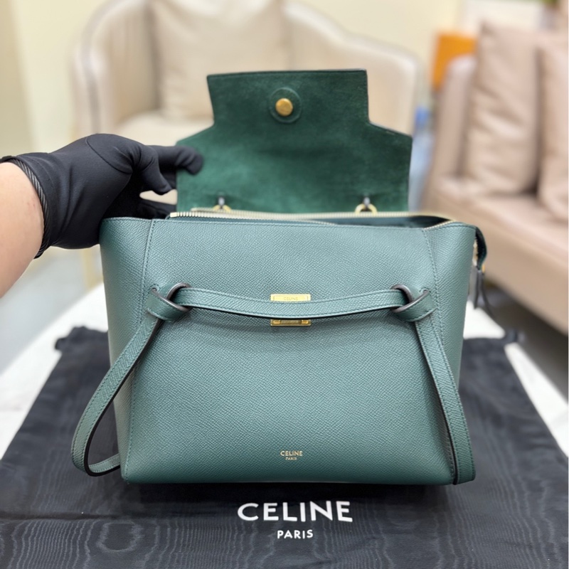 Celine賽琳 鯰魚包micro 墨綠色 手提單肩斜背包-5