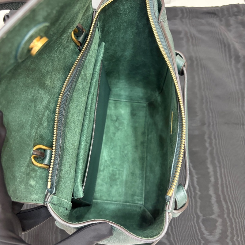 Celine賽琳 鯰魚包micro 墨綠色 手提單肩斜背包-6