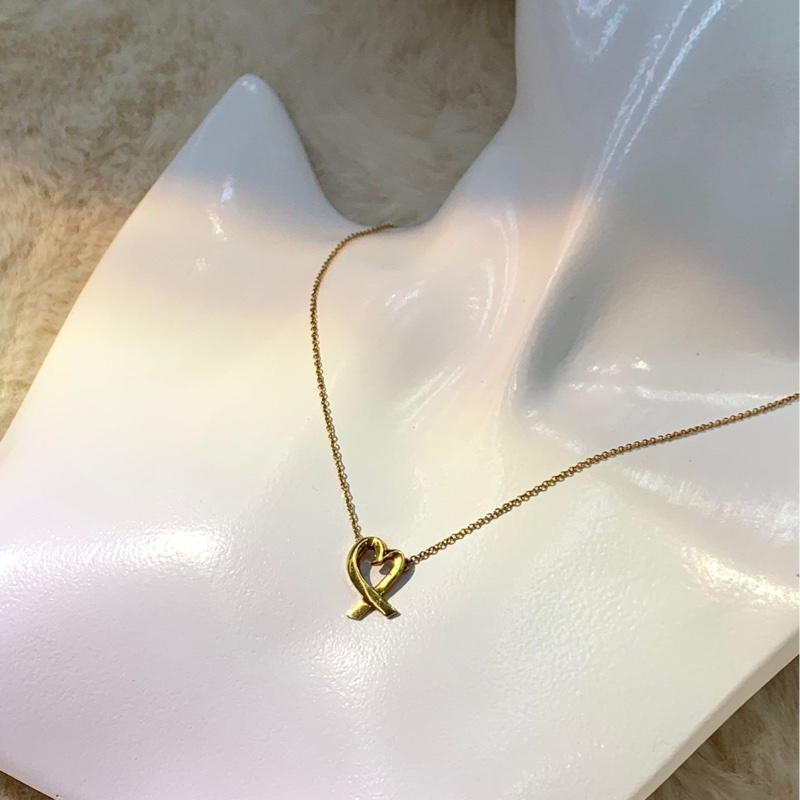 Tiffany 蒂芙尼18K黃金心心頸鏈 I185-2