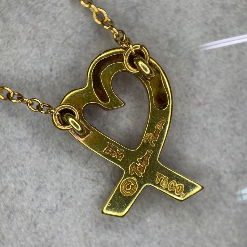 Tiffany 蒂芙尼18K黃金心心頸鏈 I185-13