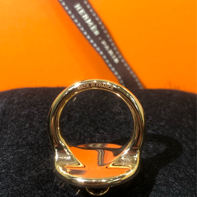 HERMÉS玫瑰金色 圓圈窩釘絲巾扣XB438-7